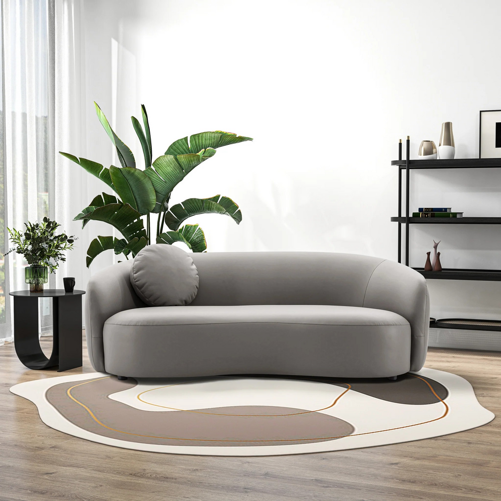 Porter Grey PU Leather Sofa Front.