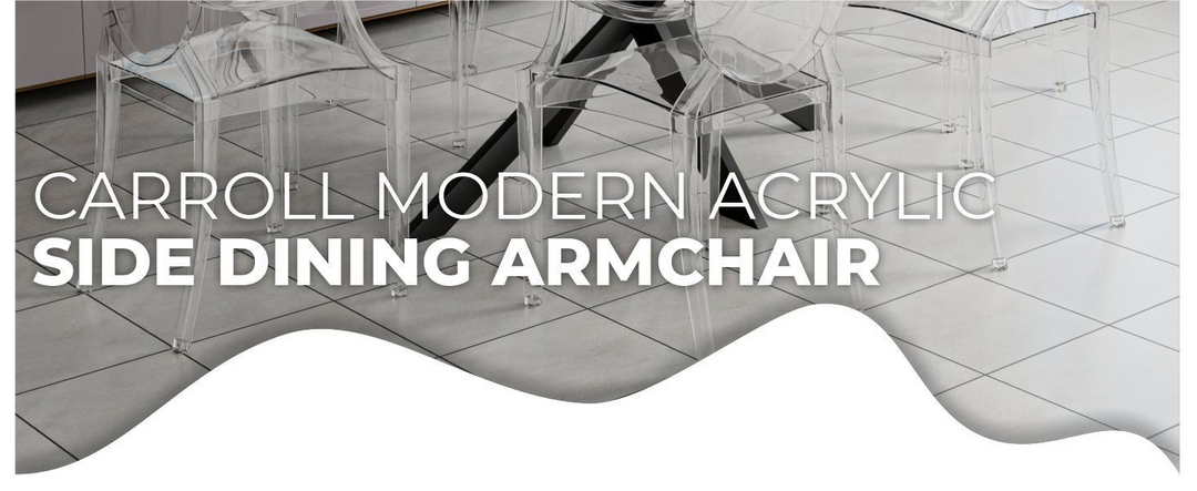 Carroll Modern Acrylic Side Dining Armchair with a transparent design on a white background.