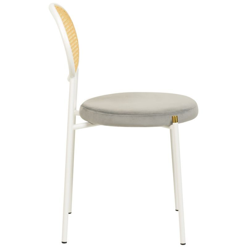 LeisureMod Euston Collection Modern Dining Chair White Frame in Grey Set of 2 Side View.