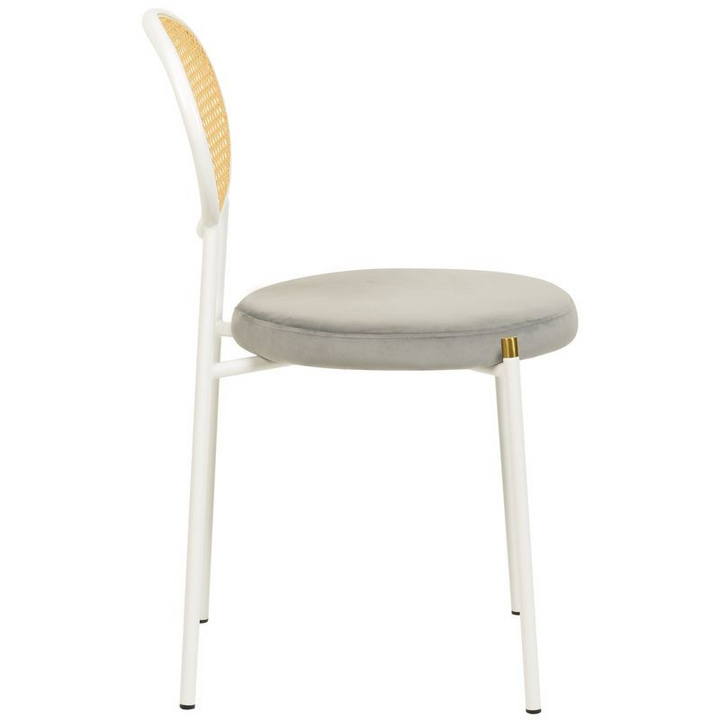 LeisureMod Euston Collection Modern Dining Chair White Frame in Grey Set of 2 Side View.