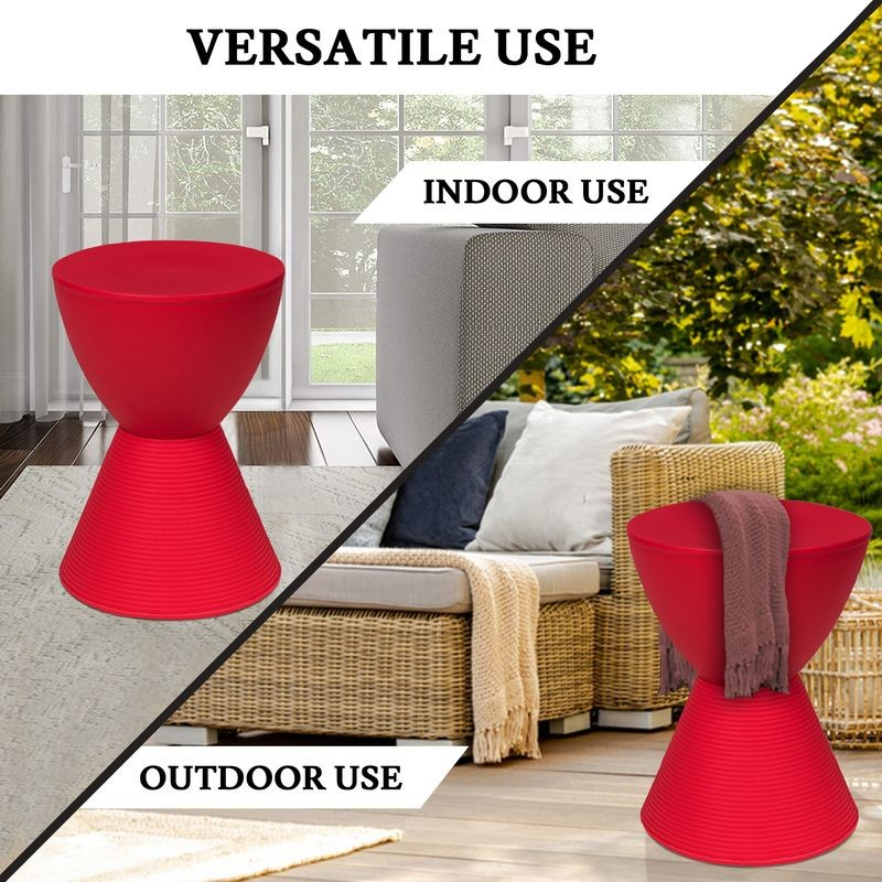 LeisureMod Modern Round Boyd Side Table Red Versatile Use.