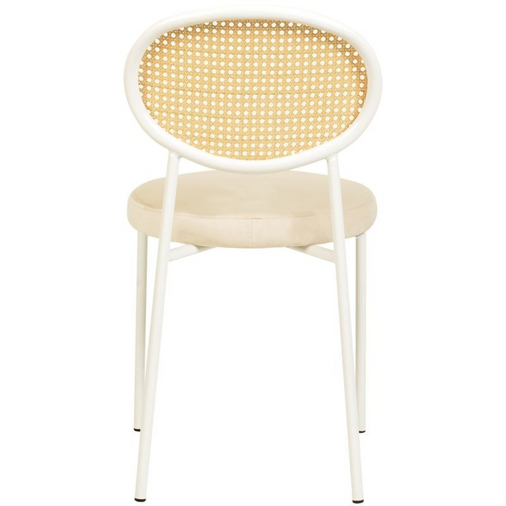LeisureMod Euston Collection Modern Dining Chair White Frame in Beige Set of 2 Back View.