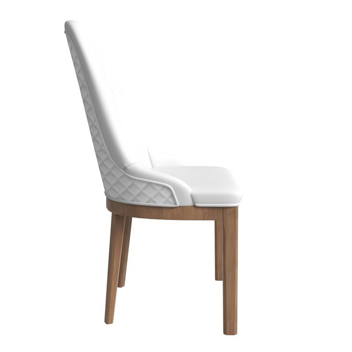 Leisuremod Verisma Collection Modern Wooden Dining Chair in White Side View.