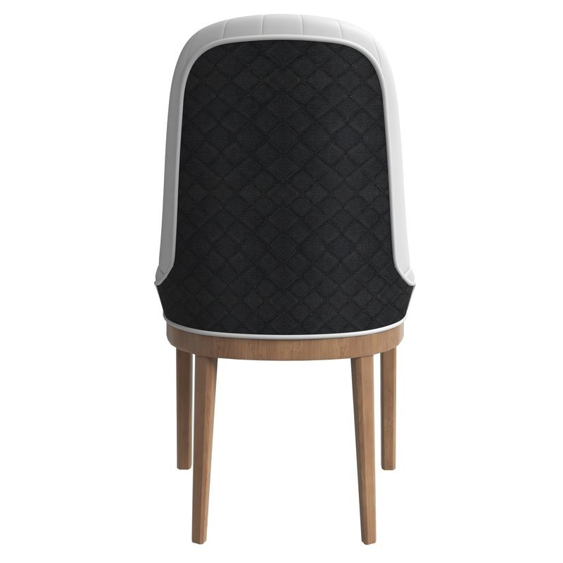 Leisuremod Verisma Collection Modern Wooden Dining Chair in Black Fabric with Light Grey Front Back View.