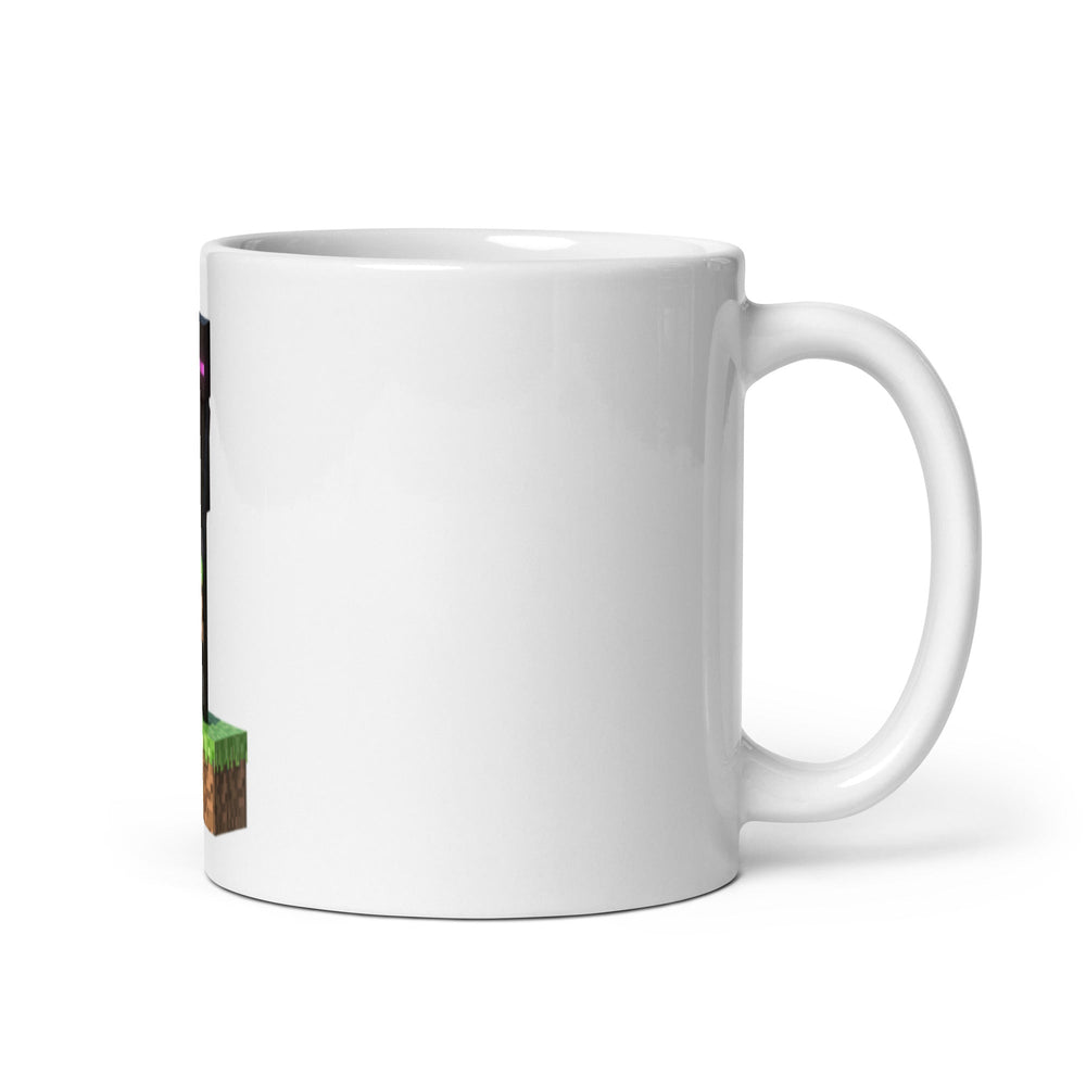 White mug with a small image on a white background.
