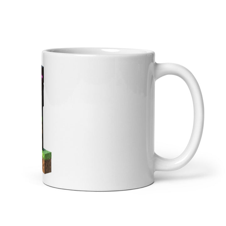 White mug with a small image on a white background.