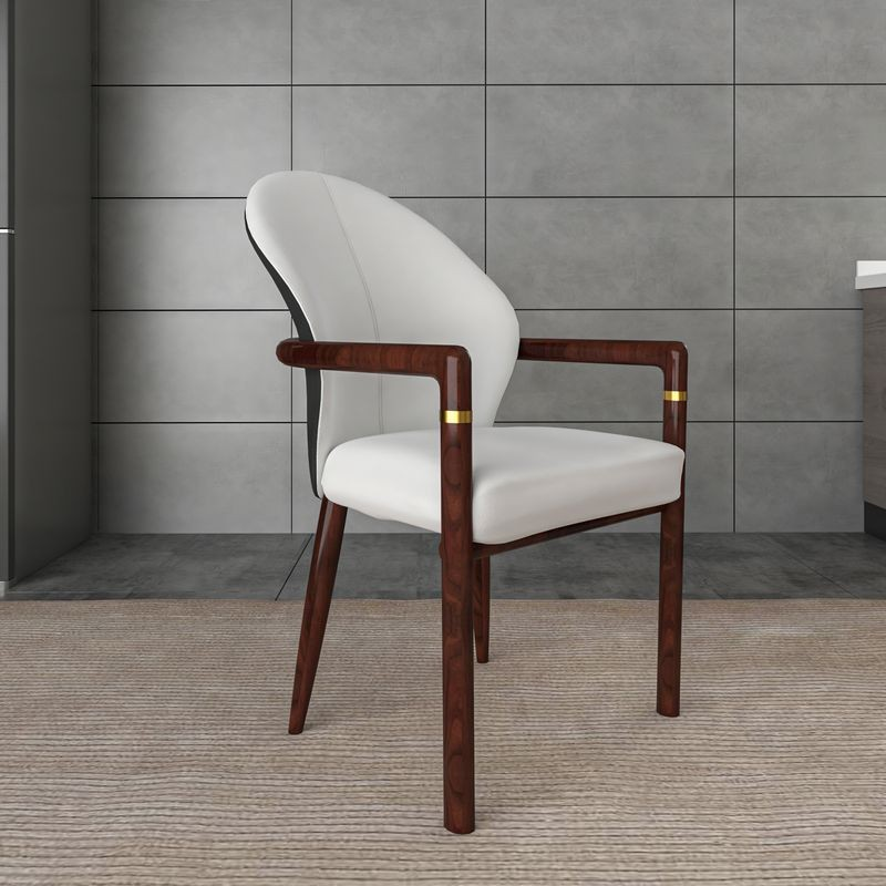 LeisureMod Opaline Series Elegant Wooden Dining Chair in Black Velvet and White with Background.