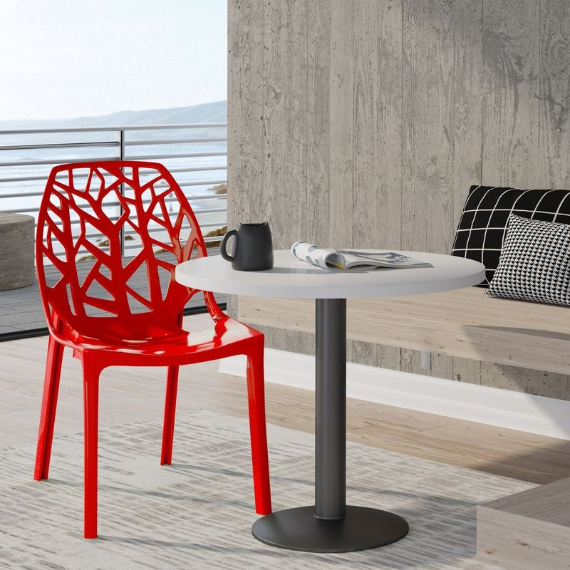 LeisureMod Modern Cornelia Dining Chair Solid Red