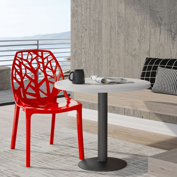 LeisureMod Modern Cornelia Dining Chair Solid Red
