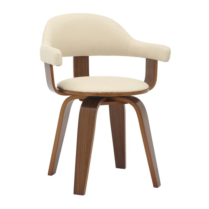 Modern Wooden Dining Chair with Walnut Color Frame in Cream from the Brivo Collection