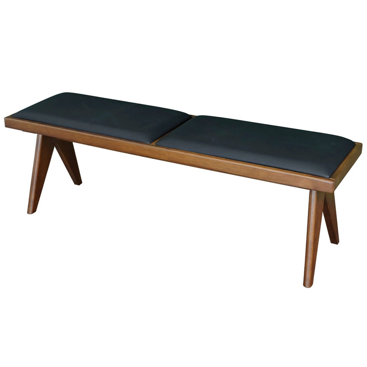 Keira Black Vegan Leather Bench Image.