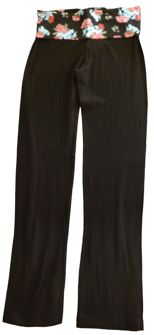 Yoga Pants Black Floral Waist #1058 Clothing Apparel