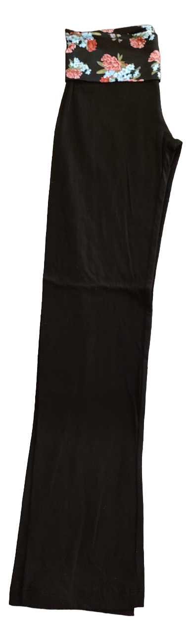 Yoga Pants Black Floral Waist #1058 Clothing Apparel