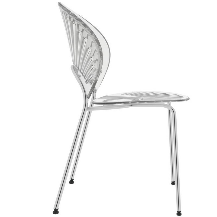 LeisureMod Opulent Series Modern Clear Dining Chair Side View.