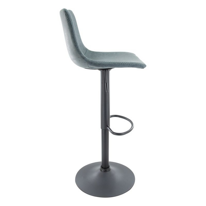 LeisureMod Tilbury Modern Adjustable Bar Stool with Footrest and 360-Degree Swivel in Peacock Blue Side View.