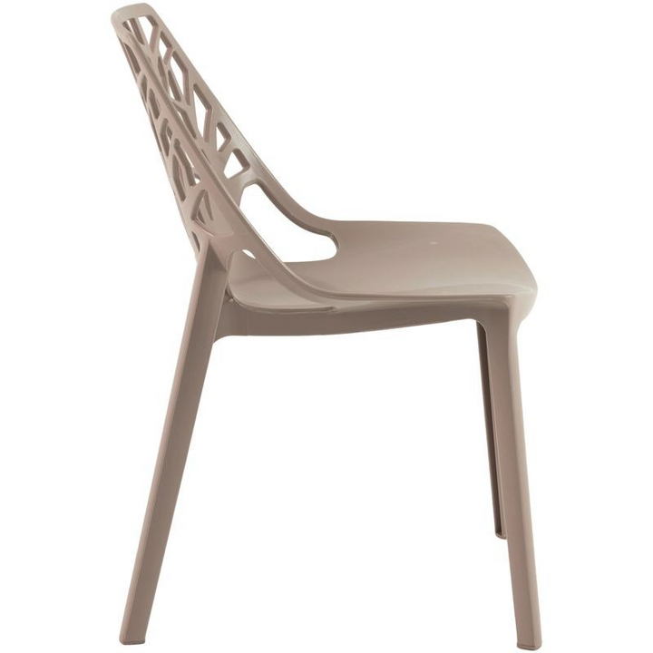 LeisureMod Modern Cornelia Dining Chair Solid Taupe Side View.