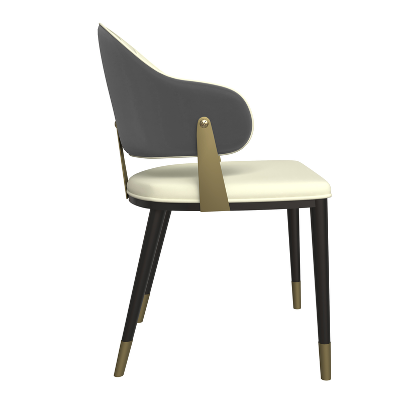 LeisureMod Aria Series Modern Dining Chair in Grey Side View.
