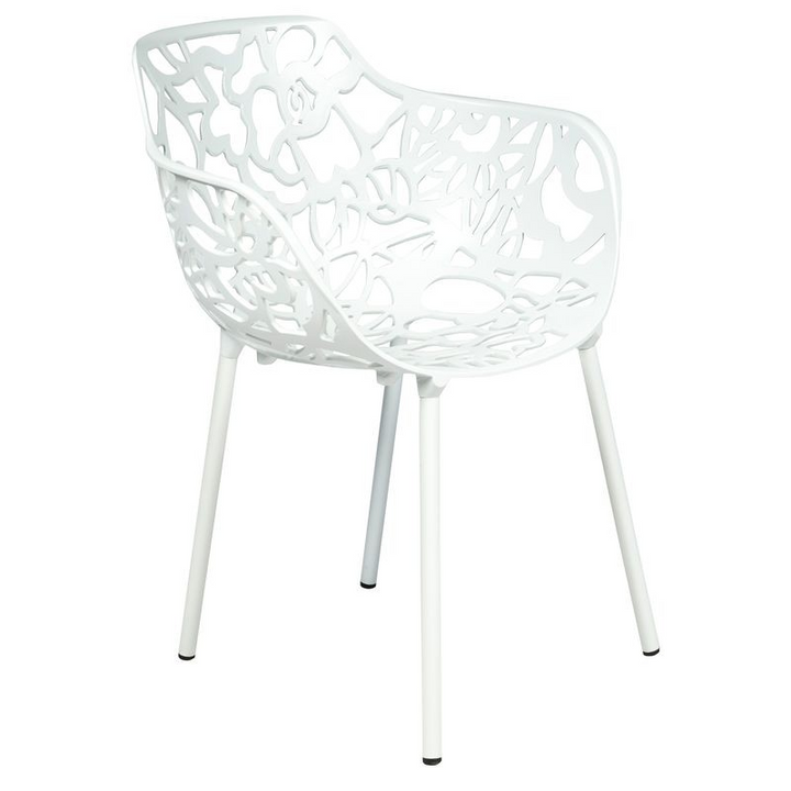 LeisureMod Modern Devon Aluminum Armchair White