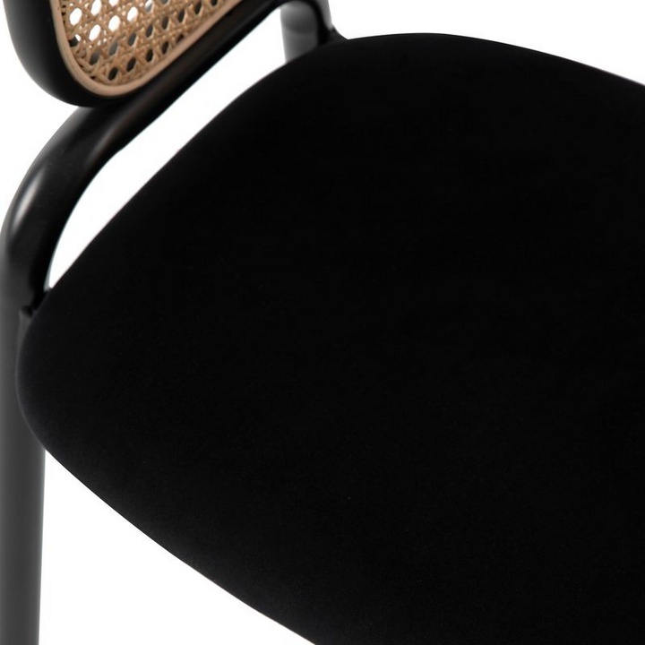 Leisuremod Ervilla Modern Dining Chair with Stainless Steel Legs Velvet Seat and Wicker Back Zoomed.