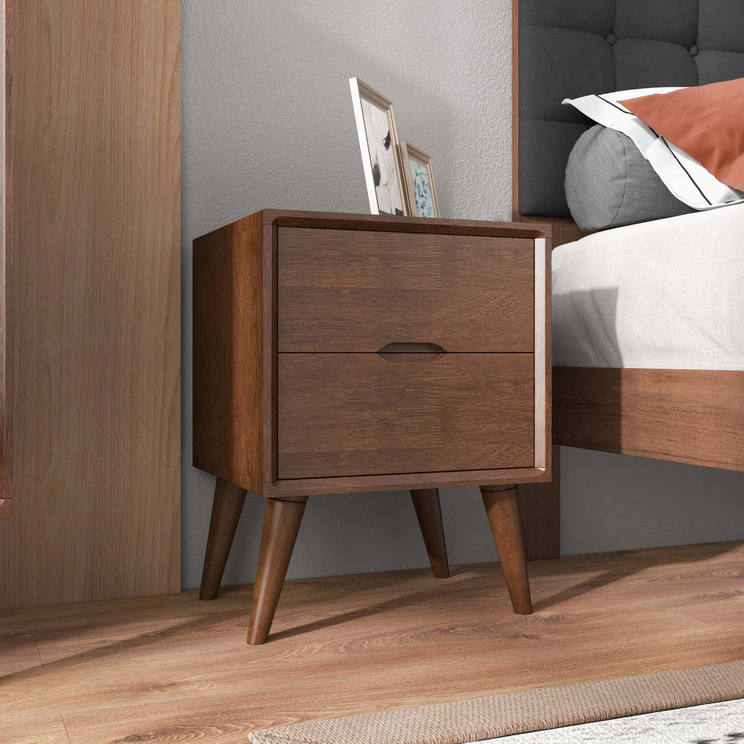 Alexandra Brown Nightstand with 2 Drawers In Room