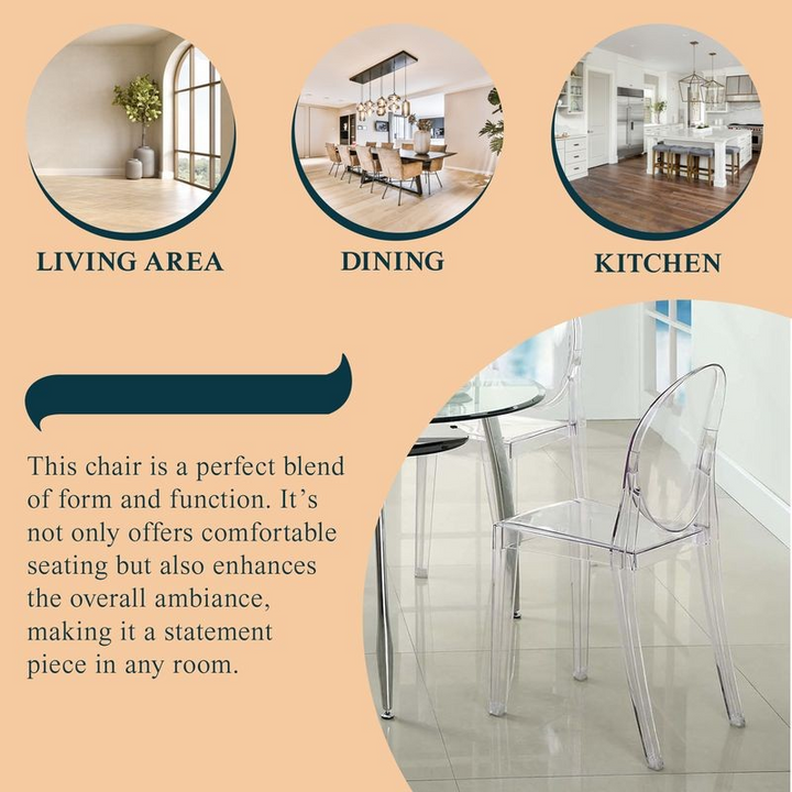 LeisureMod Marion Transparent Acrylic Modern Chair, Set of 2