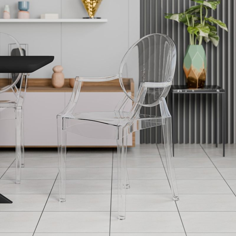 LeisureMod Carroll Modern Acrylic Dining Side Chair at a Tabe.