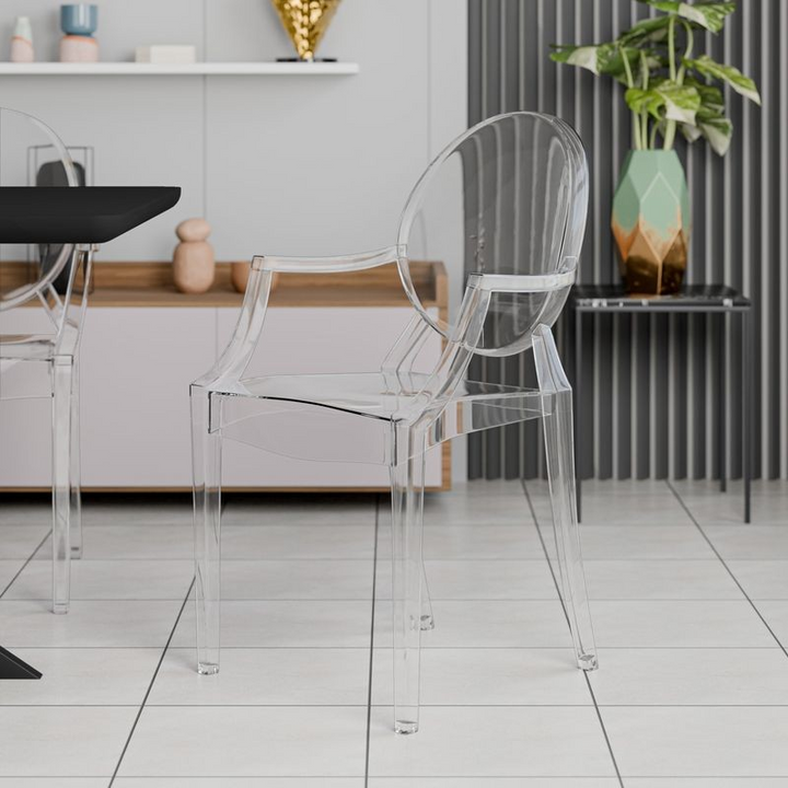 LeisureMod Carroll Modern Acrylic Dining Side Chair at a Tabe.