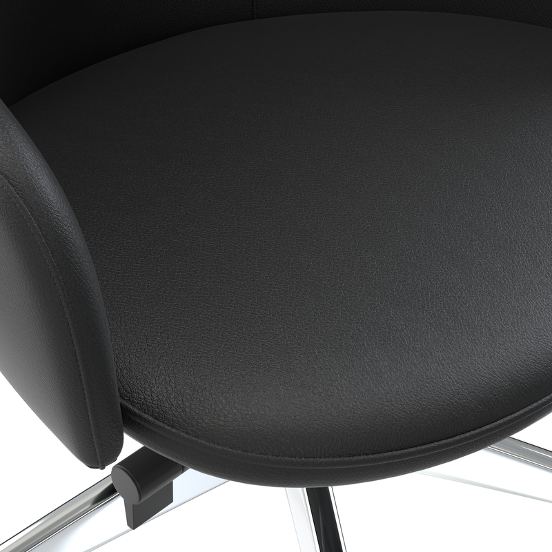 LeisureMod Celeste Series Office Chair in Black Leather Closeup.