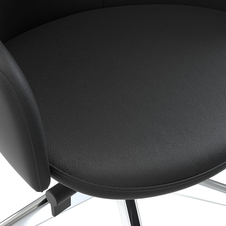LeisureMod Celeste Series Office Chair in Black Leather Closeup.