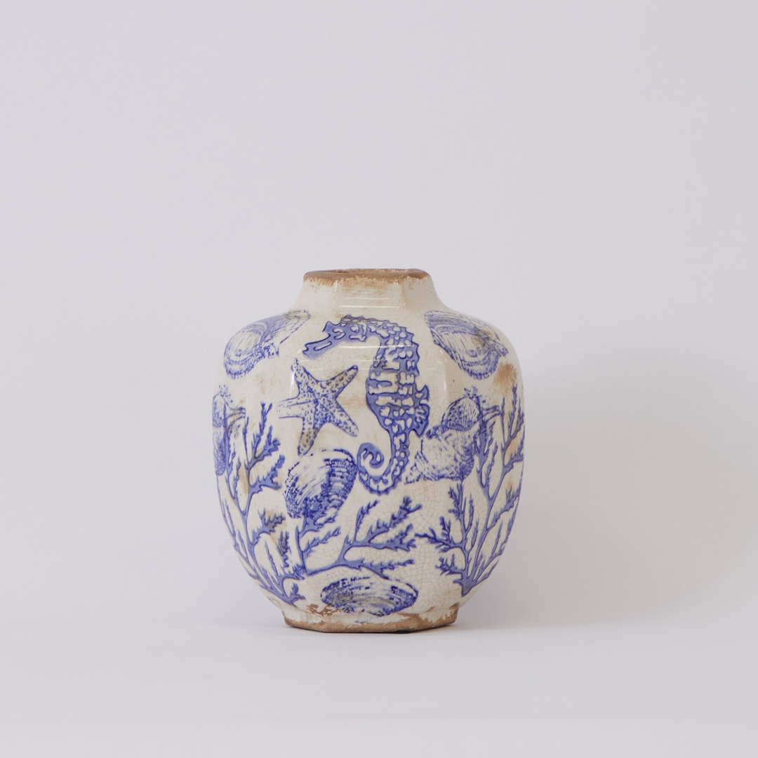 8.5” Nautical Ceramic Decorative Vase