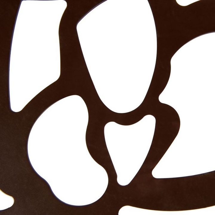 LeisureMod Devon Tree Design Glass Top Aluminum Base Indoor Outdoor Dining Table Brown Closeup.