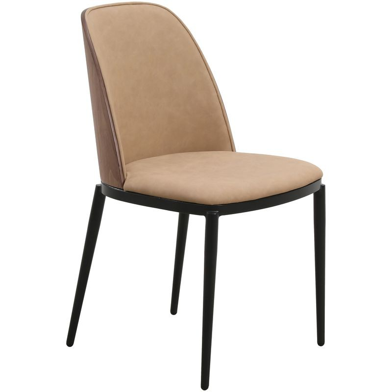 Leisuremod Tule Collection Dining Chair, Walnut Frame with Brown Leather Walnut/Brown