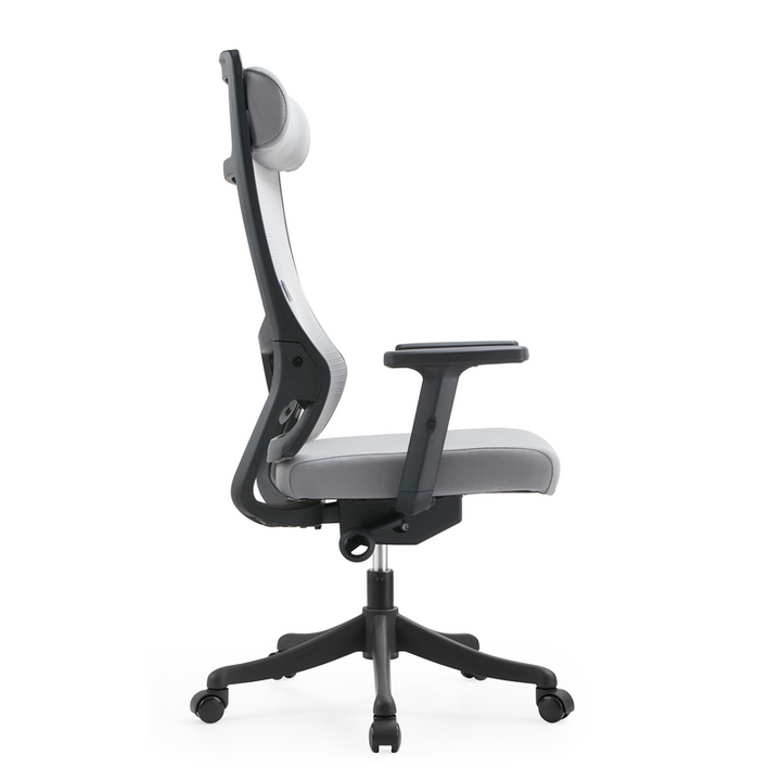 LeisureMod Office Dale Series Office Task Chair in Light Grey Side View.