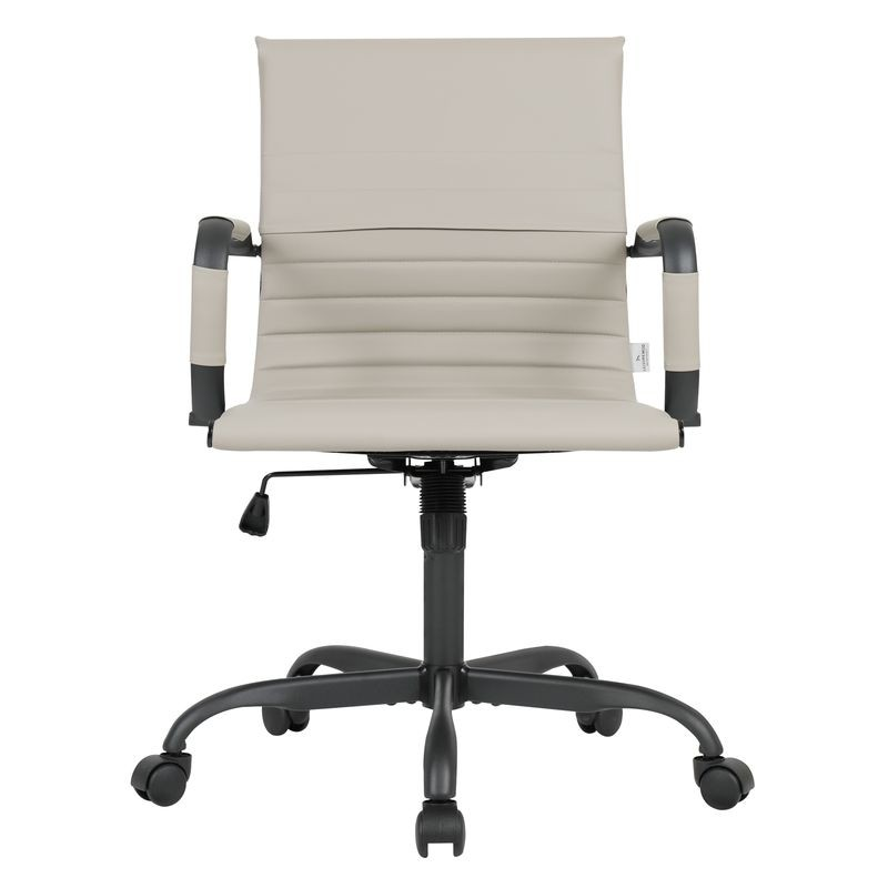 LeisureMod Harris Leather Home Office Chair in Tan with Black Frame Front View.