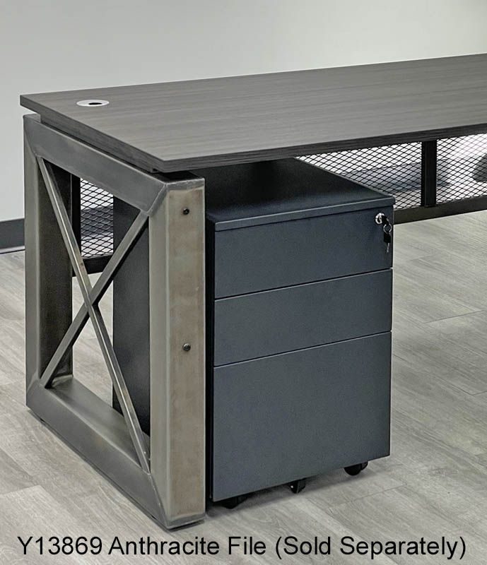 Xdustrial Series 66"W x 30"D Manager's Raw Metal Frame Desk - Complete Office Series Edge Photo