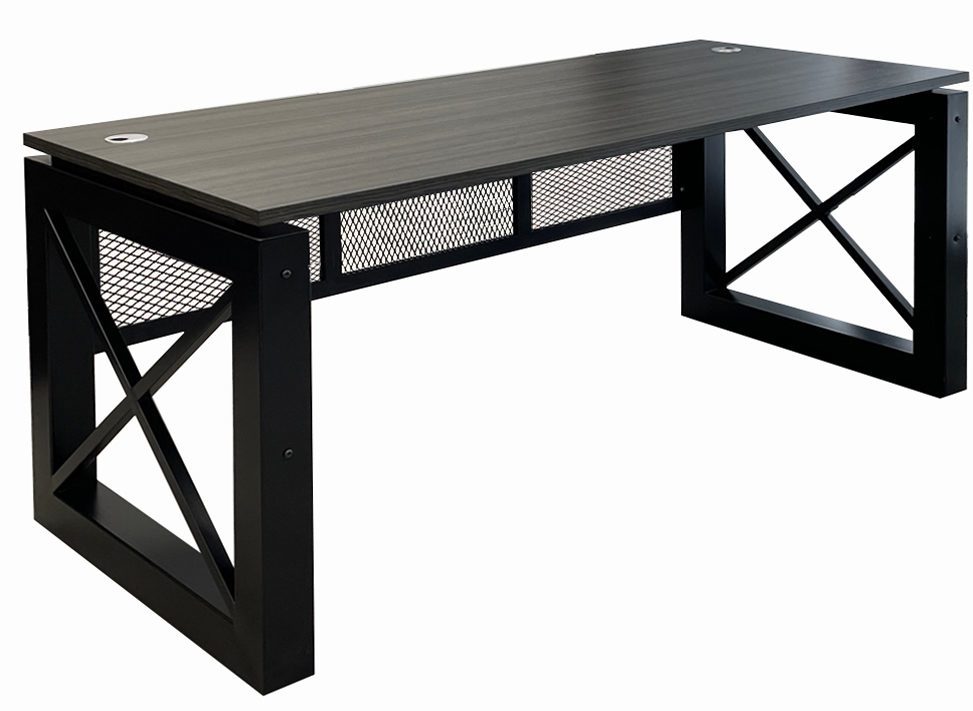 Xdustrial Series 66"W x 30"D Manager's Black Metal Frame Desk - Complete Office Series No Background