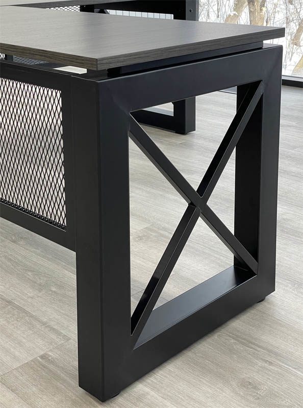 Xdustrial Series 66"W x 30"D Manager's Black Metal Frame Desk - Complete Office Series X Design