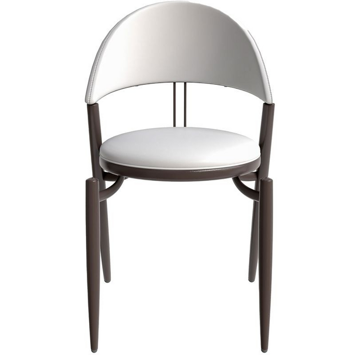 LeisureMod Venice Collection Modern Dining Chair In White Front View.