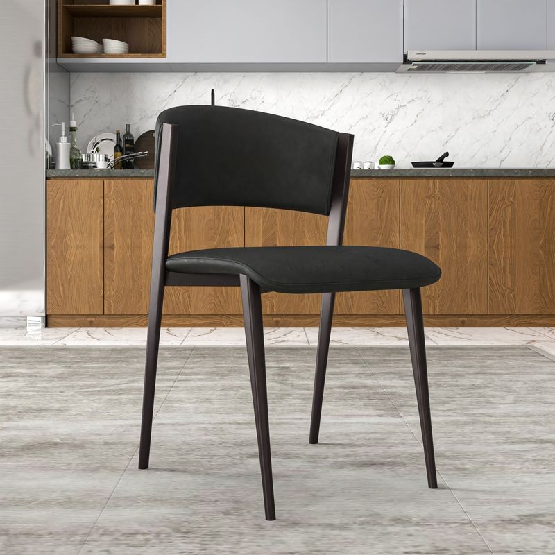 LeisureMod Aspen Collection Modern Dining Chair in Black with Background.