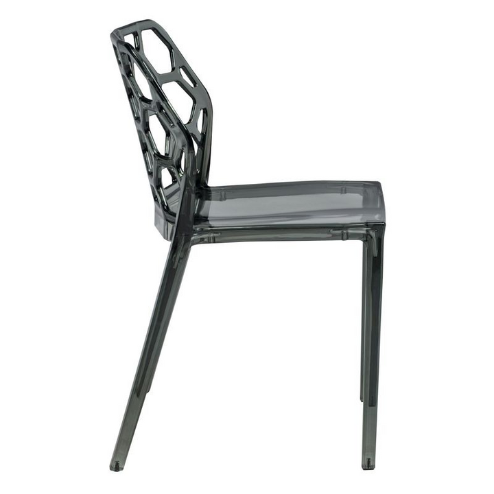 LeisureMod Modern Dynamic Dining Chair Transparent Black Side View.