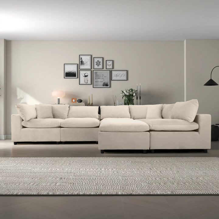 Hayward Ivory Velvet Modular Sectional Sofa Image.