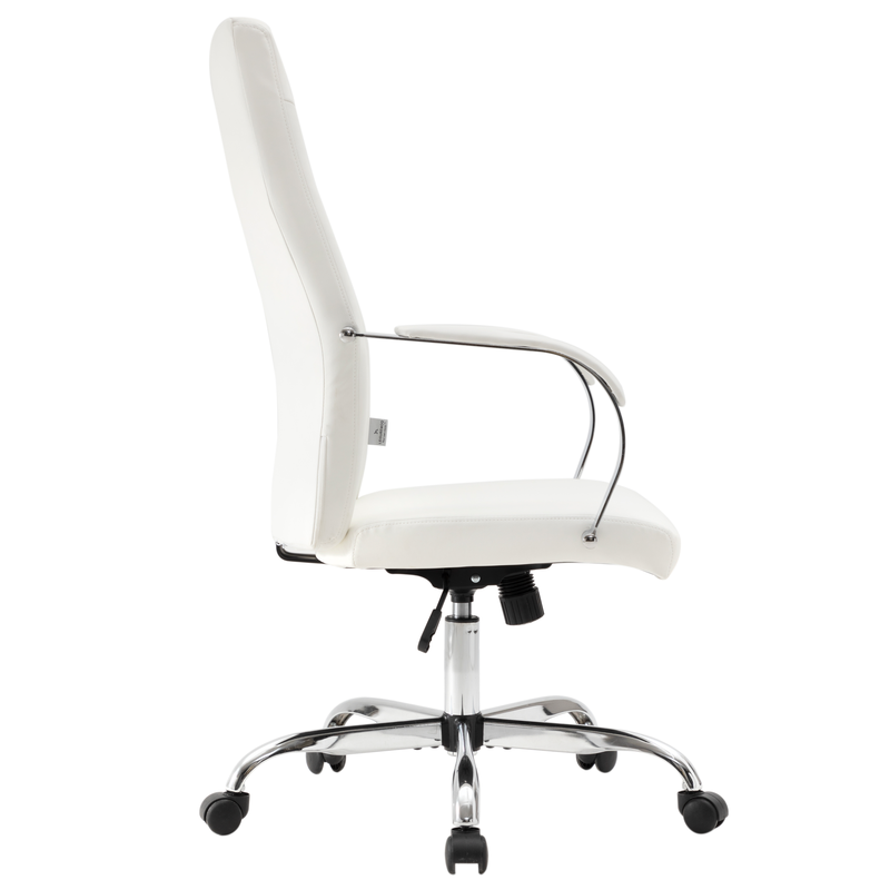 LeisureMod Sonora Modern High-Back Leather Office Chair White Side View.