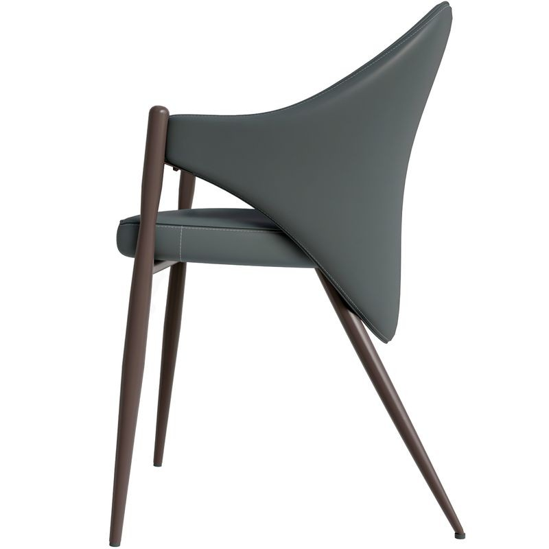 Leisuremod Sante Collection Modern Dining Chair in Grey Side View.