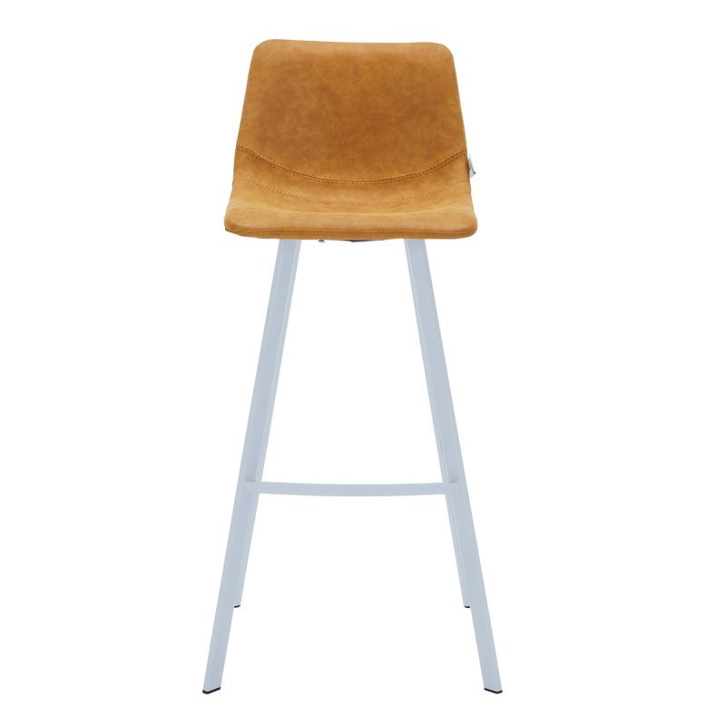 Elland Bar Stool Light Brown with White Base Front View.