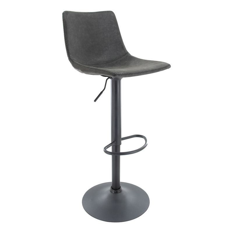 LeisureMod Tilbury Modern Adjustable Bar Stool with Footrest and 360-Degree Swivel in Charcoal Black