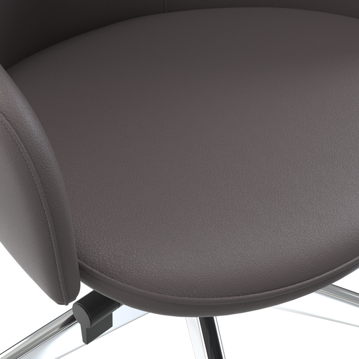 LeisureMod Celeste Series Office Chair in Grey Leather Closeup.