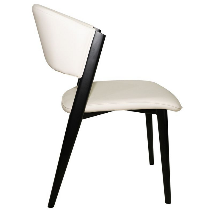 LeisureMod Aspen Collection Modern Dining Chair Black Frame in White Side View.