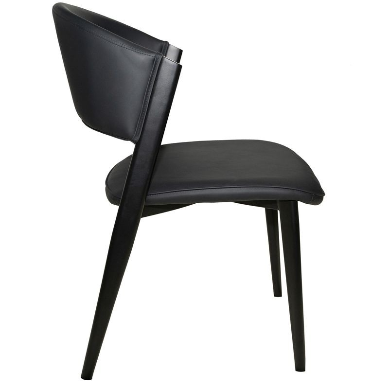 LeisureMod Aspen Collection Modern Dining Chair Black Frame in Black Side View.