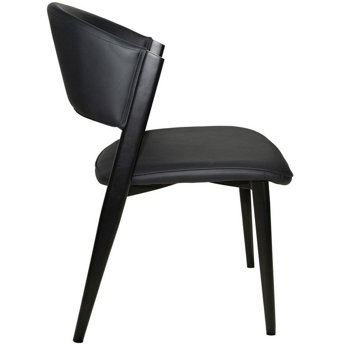 LeisureMod Aspen Collection Modern Dining Chair Black Frame in Black Side View.