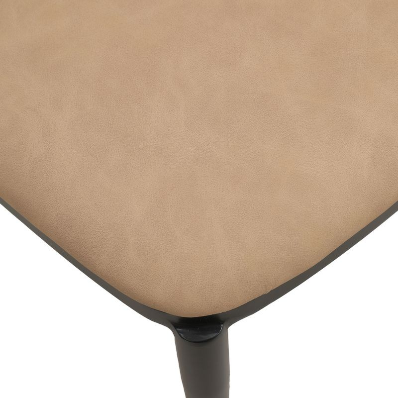 Leisuremod Tule Collection Dining Chair, Walnut Frame with Brown Leather Walnut/Brown Closeup.